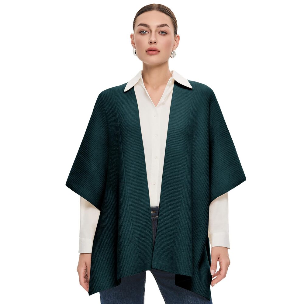1431 Womens Luxury Opal Green Open Front Shawl Wraps Casual Chunky Warm